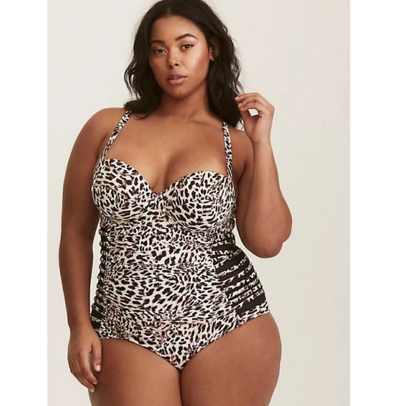 Torrid LEOPARD PRINT MESH INSET ONE-PIECE 6X